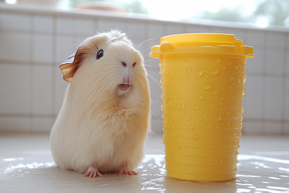 Guinea Pig and Yellow Container