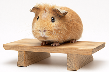Guinea Pig On Wooden Platform