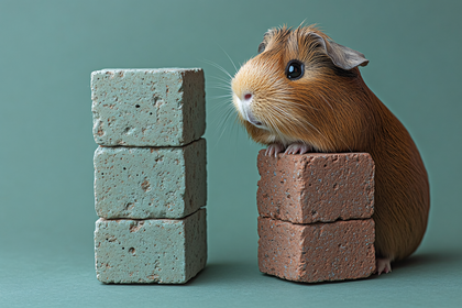 Guinea Pig Perched On Brick Stacks