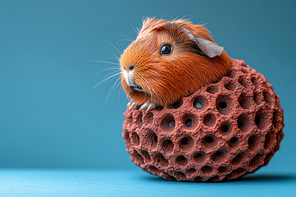 Guinea Pig Resting on Porous Sphere