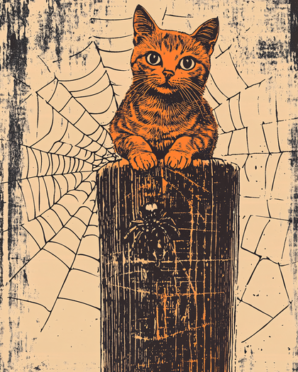 Halloween Cat And Spider