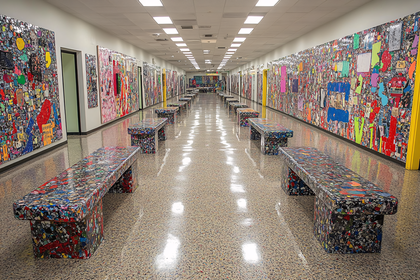 Hallway of Recycled Art