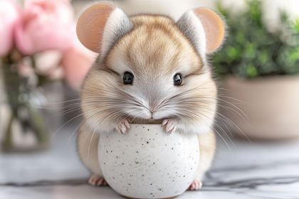 Hamster Holding Speckled Cup