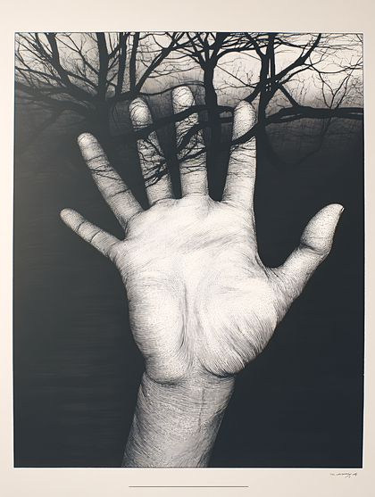 Hand And Tree Branches Drawing