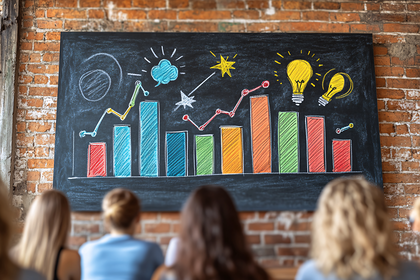 Hand Drawn Business Chart On Chalkboard