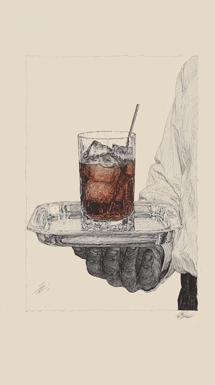 Hand Holding Tray with Drink
