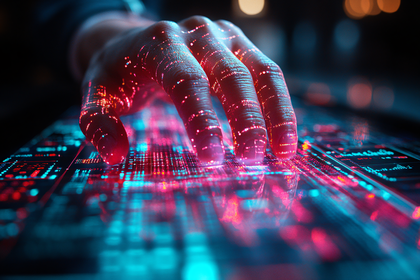 Hand Interacting With Futuristic Interface