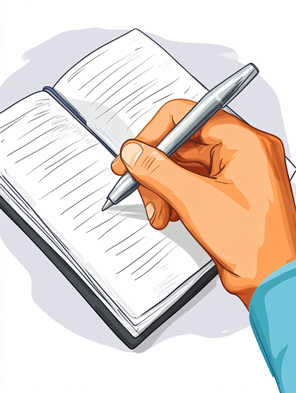 Hand Writing In Notebook