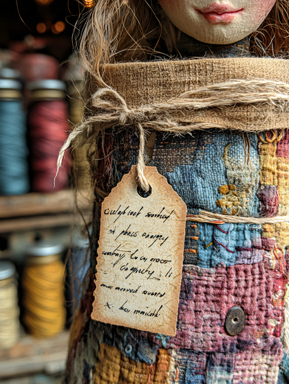 Handmade Textile Doll with Handwritten Tag