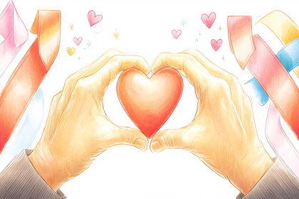 Hands Forming Heart Shape with Ribbons