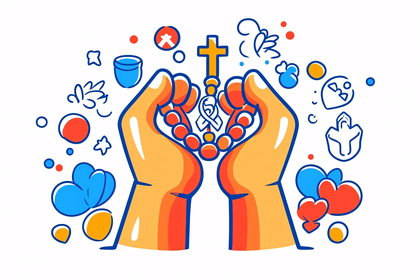 Hands Holding Rosary with Cross