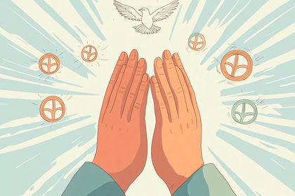 Hands Praying with Peace Symbols