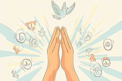 Hands Reaching for a Dove