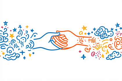 Handshake with Colorful Elements