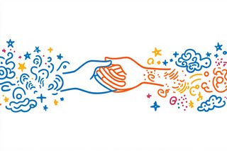 Handshake with Colorful Elements