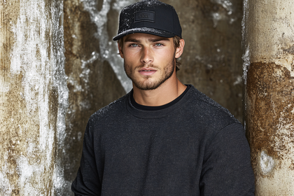 Handsome Man in Black Cap Posing Outdoors