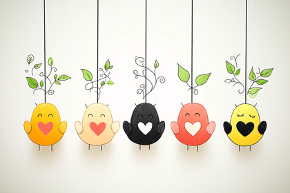 Hanging Heart Birds