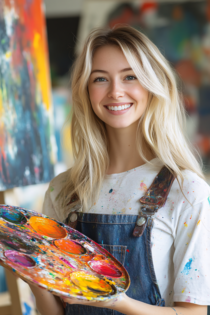 Happy Artist With Palette