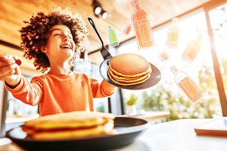 Happy Boy with Pancakes