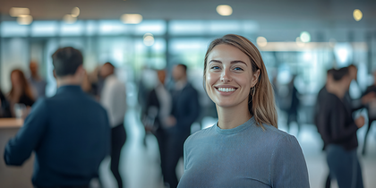 Happy Business Woman At Conference