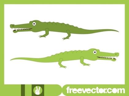 Happy Cartoon Crocodiles Free Vector
