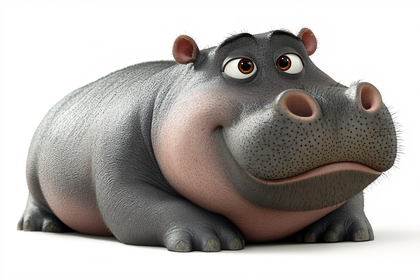 Happy Cartoon Hippopotamus