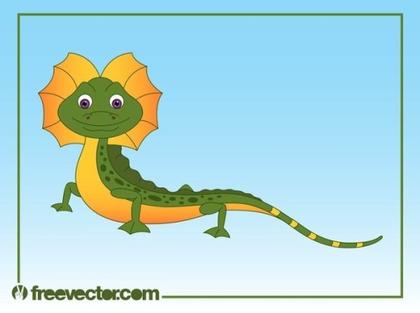 Happy Cartoon Lizard Free Vector