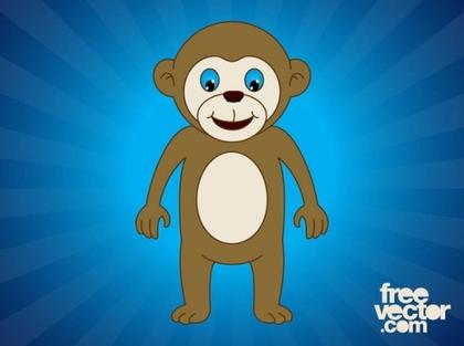 Happy Cartoon Monkey Free Vector
