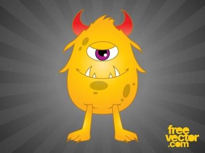 Happy Cartoon Monster Free Vector