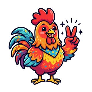 cartoon rooster peace