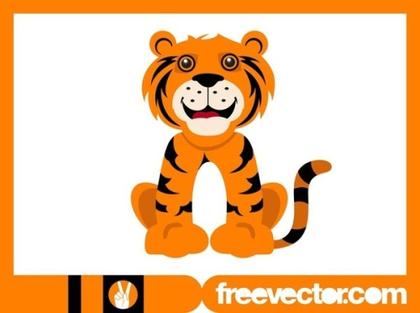 Happy Cartoon Tiger Free Vector
