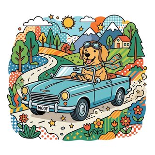 dog driving car