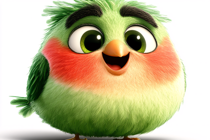 Happy Green Bird Cartoon