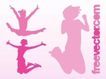 Happy Jumping Girls Free Vector