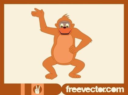Happy Monkey Cartoon Free Vector