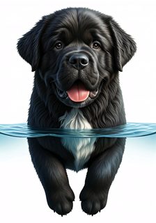 Newfoundland dog swimming