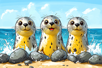Happy Seals at the Beach