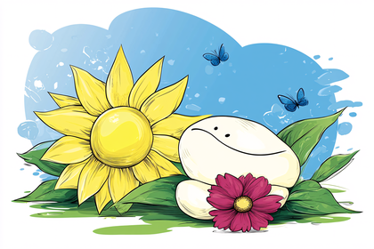 Happy Sunflower and Mushroom Friends
