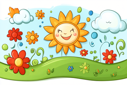Happy Sunflower Cartoon