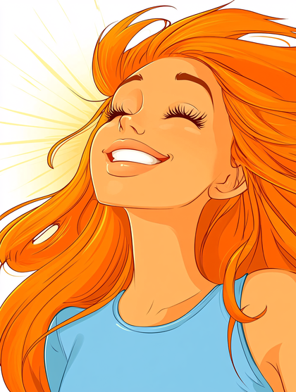 Happy Woman Smiling Upwards
