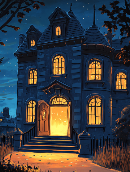 Haunted Mansion at Night