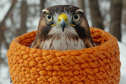 Hawk In Orange Basket