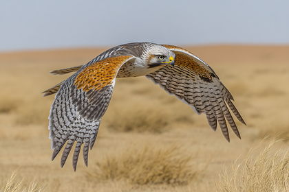 Hawk Soaring Over Golden Field