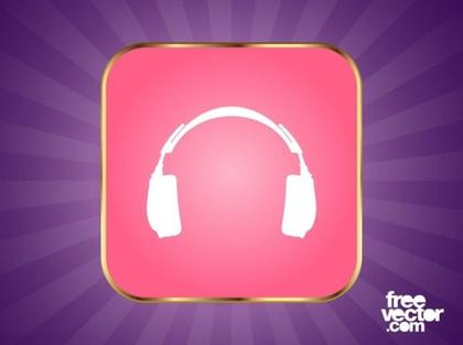 Headphones Button Free Vector