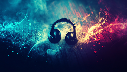 Headphones On Abstract Background