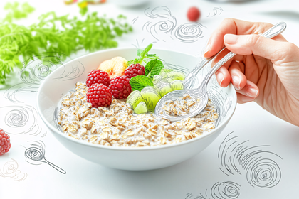 Healthy Oatmeal Breakfast with Fruits