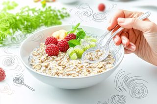 Healthy Oatmeal Breakfast with Fruits