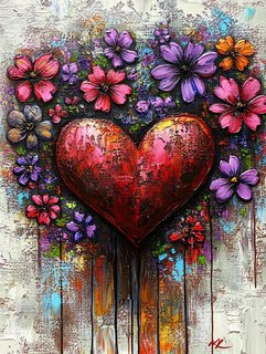 Heart and Floral Painting