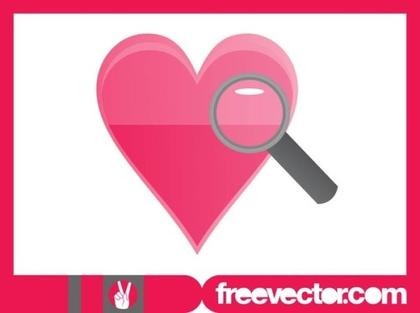 Heart and Magnifying Glass Free Vector