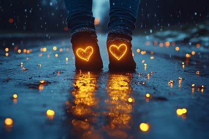 Heart Boots In Rain